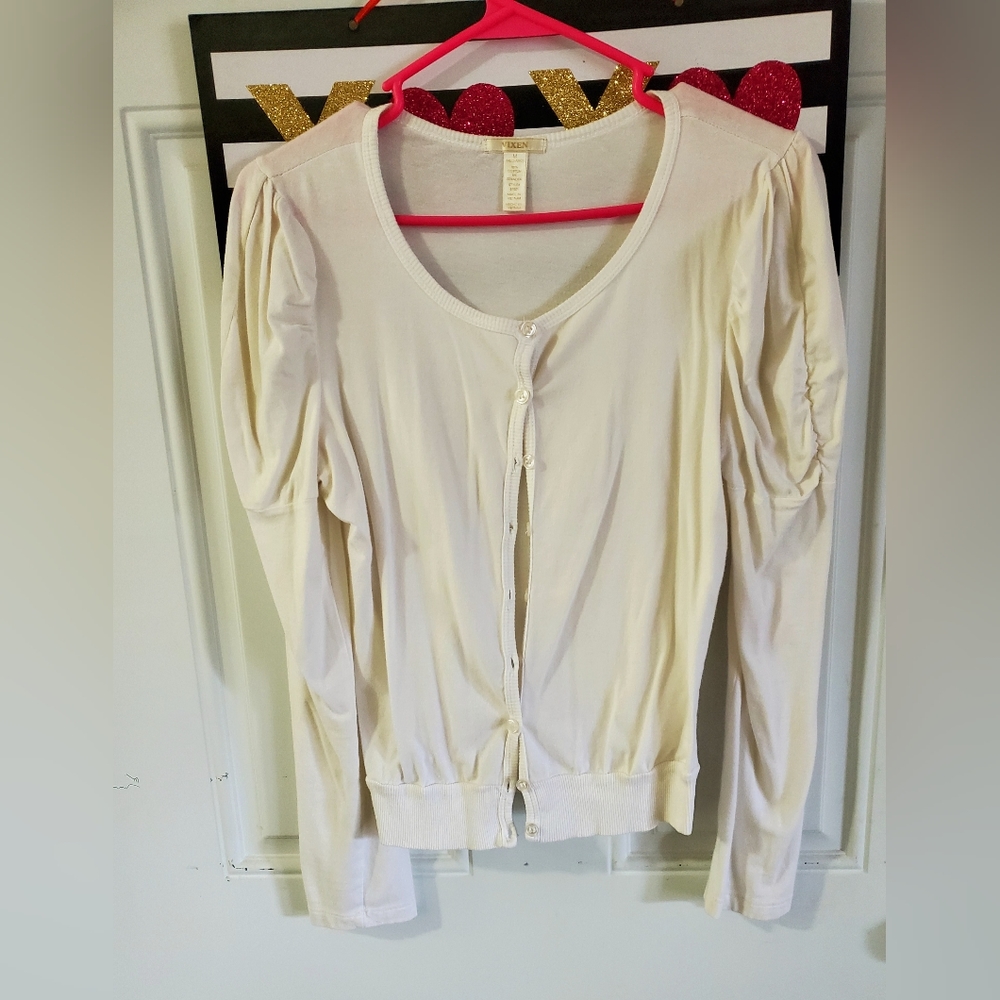 womens puff  long sleeve cardigan